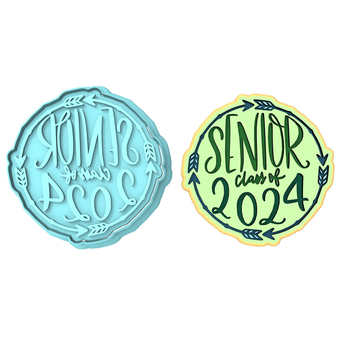 2024 Graduation Cookie Cutter | Stamp | Stencil #5E Wedding / Baby / V Day Cookie Cutter Lady MINI - 2 Inches (5cm) **BUNDLE** Cutter + Stamp 