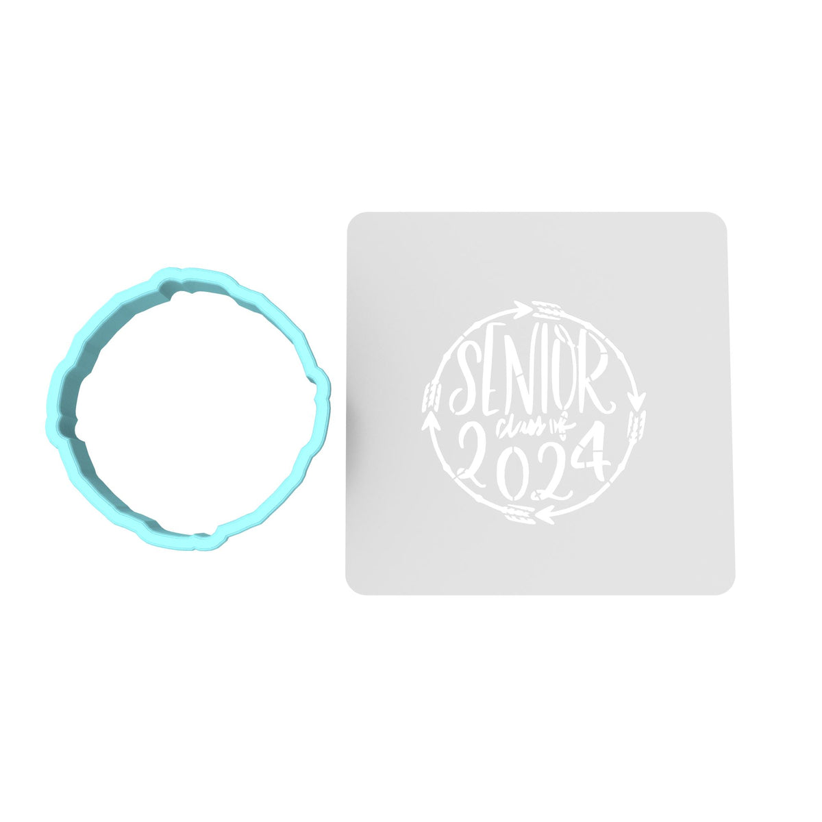 2024 Graduation Cookie Cutter | Stamp | Stencil #5E Wedding / Baby / V Day Cookie Cutter Lady MINI - 2 Inches (5cm) **BUNDLE** Cutter + Stencil 
