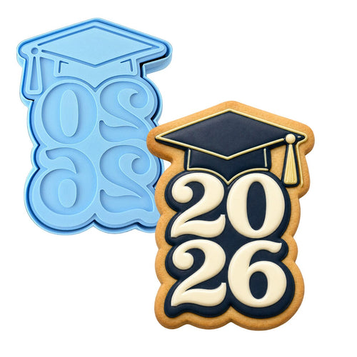 2026 Graduation Green Cap 1 Cookie Cutter | Stamp | Stencil - SHARP EDGES - FAST Shipping - Choose Your Own Size! #1 Cookie Cutter Lady LITTLE - 3 Inches (7.62cm) **BUNDLE** Cutter + Stamp 
