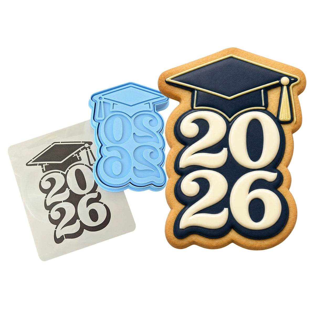 2026 Graduation Green Cap 1 Cookie Cutter | Stamp | Stencil - SHARP EDGES - FAST Shipping - Choose Your Own Size! #1 Cookie Cutter Lady LITTLE - 3 Inches (7.62cm) **BUNDLE** Cutter + Stamp + Stencil 