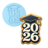 2026 Graduation Green Cap 1 Cookie Cutter | Stamp | Stencil - SHARP EDGES - FAST Shipping - Choose Your Own Size! #1 Cookie Cutter Lady LITTLE - 3 Inches (7.62cm) Debosser ONLY 