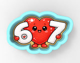 A heart-shaped cookie cutter with the number 6 and 7 on it, representing a playful and creative design.