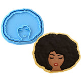 Afro Lady Cookie Cutter | Stamp | Stencil #2 Miscellaneous Cookie Cutter Lady 