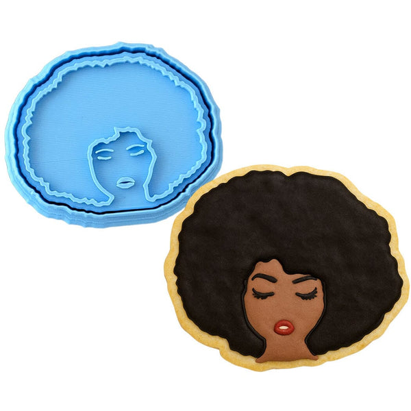 Afro Lady Cookie Cutter | Stamp | Stencil #2 Miscellaneous Cookie Cutter Lady 