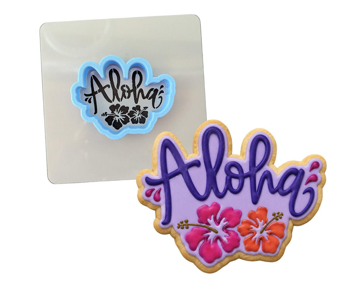 Aloha Cookie Cutter | Stamp | Stencil #1 Animals & Dinosaurs Cookie Cutter Lady MINI - 2 Inches (5cm) **BUNDLE** Cutter + Stencil 