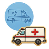 Ambulance Cookie Cutter | Stamp | Stencil #1 Comic Book / Vehicles Cookie Cutter Lady MINI - 2 Inches (5cm) Debosser ONLY 