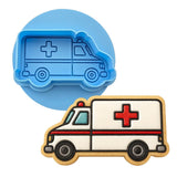 Ambulance Cookie Cutter | Stamp | Stencil #1 Comic Book / Vehicles Cookie Cutter Lady MINI - 2 Inches (5cm) **BUNDLE** Cutter + Debosser 
