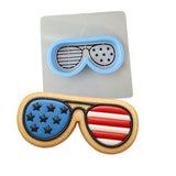 America Glasses Cookie Cutter | Stamp | Stencil #1 St Pats / July 4th Cookie Cutter Lady MINI - 2 Inches (5cm) **BUNDLE** Cutter + Stencil 