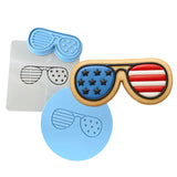 America Glasses Cookie Cutter | Stamp | Stencil #1 St Pats / July 4th Cookie Cutter Lady MINI - 2 Inches (5cm) **FULL SET BUNDLE** Cutter + Stamp + Stencil + Debosser **BEST DEAL** 