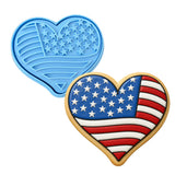 America Heart Cookie Cutter | Stamp | Stencil #2 St Pats / July 4th Cookie Cutter Lady MINI - 2 Inches (5cm) **BUNDLE** Cutter + Stamp 