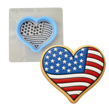 America Heart Cookie Cutter | Stamp | Stencil #2 St Pats / July 4th Cookie Cutter Lady MINI - 2 Inches (5cm) **BUNDLE** Cutter + Stencil 