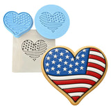 America Heart Cookie Cutter | Stamp | Stencil #2 St Pats / July 4th Cookie Cutter Lady MINI - 2 Inches (5cm) **FULL SET BUNDLE** Cutter + Stamp + Stencil + Debosser **BEST DEAL** 