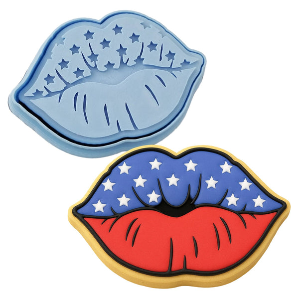 America Lips Cookie Cutter | Stamp | Stencil #1 Cookie Cutters Cookie Cutter Lady MINI - 2 Inches (5cm) **BUNDLE** Cutter + Stamp 