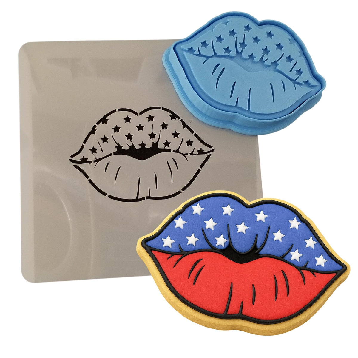 America Lips Cookie Cutter | Stamp | Stencil #1 Cookie Cutters Cookie Cutter Lady 
