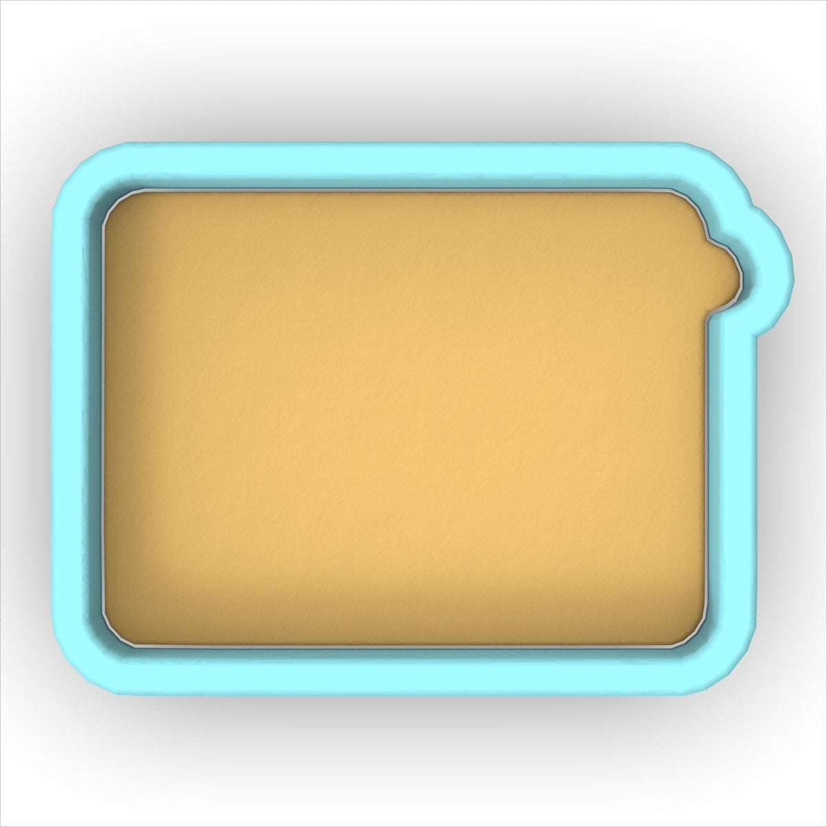 a blue and yellow toaster with a white background
