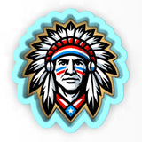 a drawing of a native american man wearing a headdress