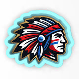 a sticker of a native american indian head