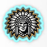 a black and white picture of a native american head