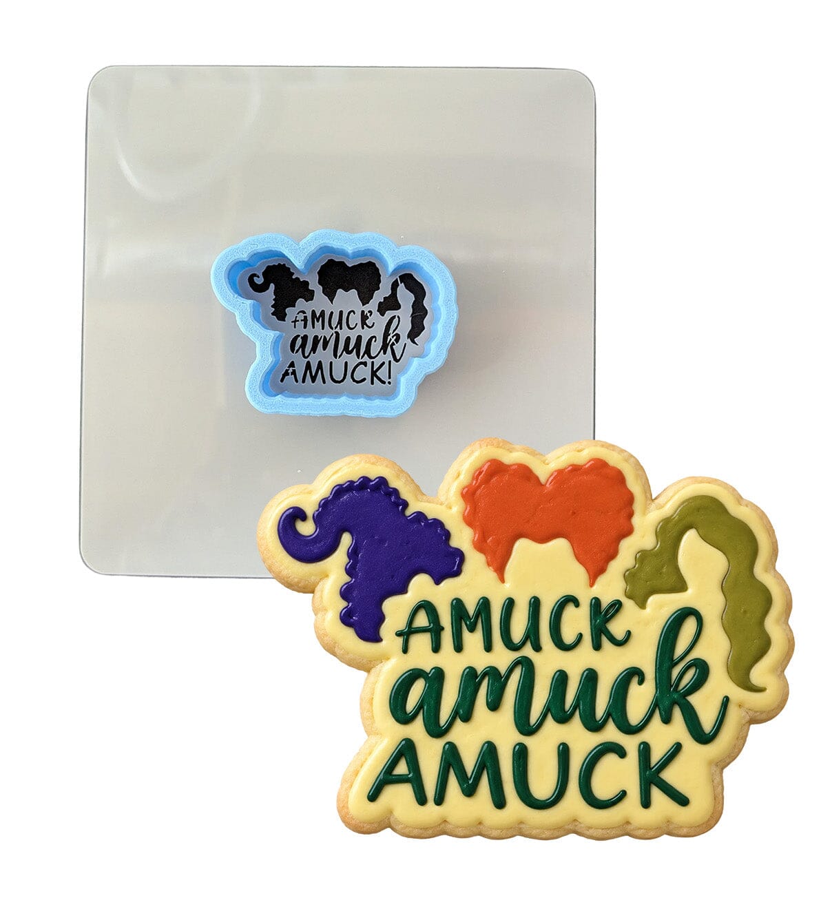 Amuck Amuck Amuck Cookie Cutter | Stamp | Stencil #1 Halloween / Fall Cookie Cutter Lady MINI - 2 Inches (5cm) **BUNDLE** Cutter + Stencil 