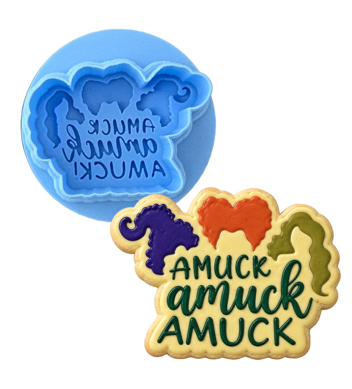 Amuck Amuck Amuck Cookie Cutter | Stamp | Stencil #1 Halloween / Fall Cookie Cutter Lady MINI - 2 Inches (5cm) **BUNDLE** Cutter + Debosser 