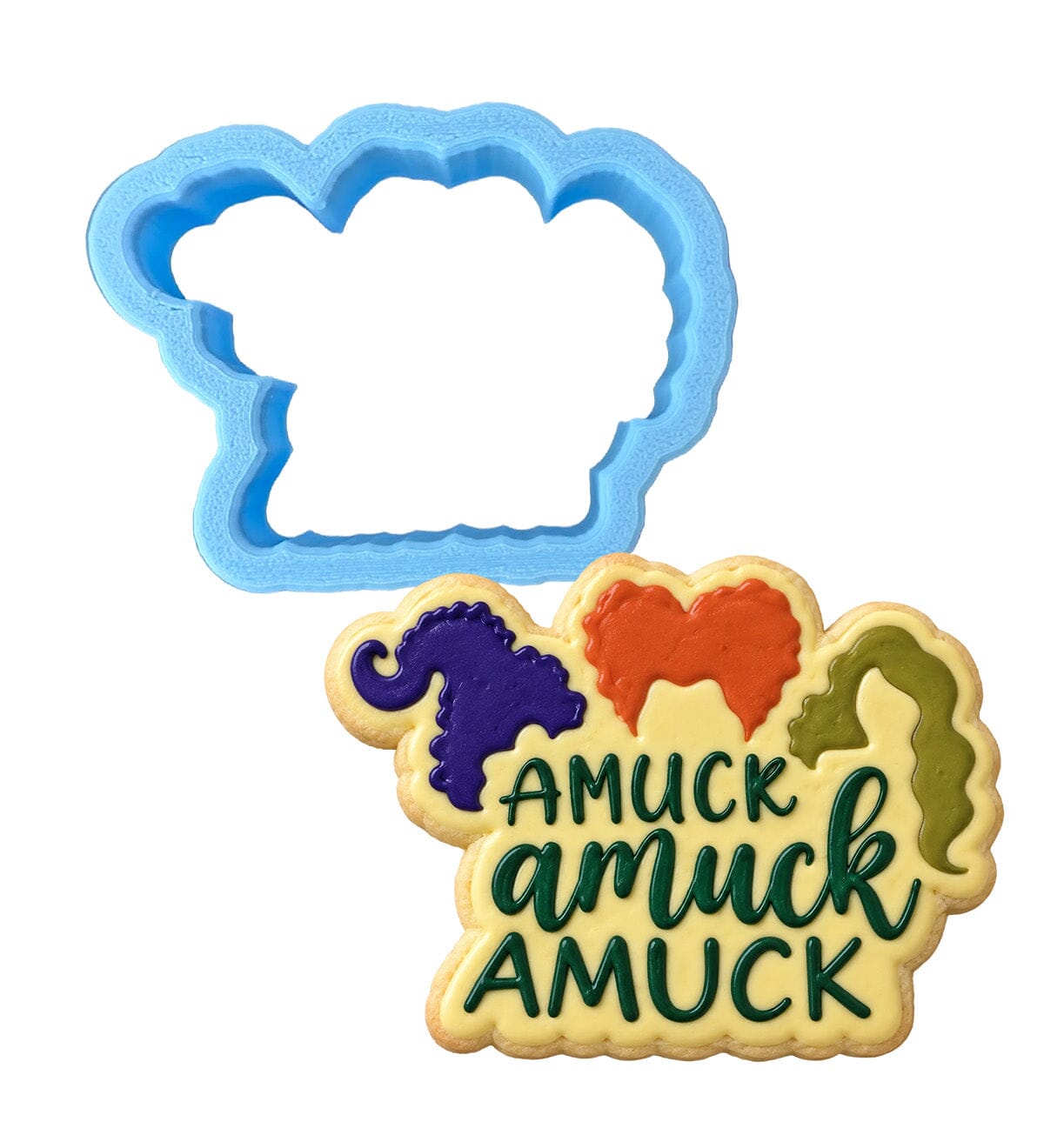 Amuck Amuck Amuck Cookie Cutter | Stamp | Stencil #1 Halloween / Fall Cookie Cutter Lady MINI - 2 Inches (5cm) Cookie Cutter ONLY (Outline) 