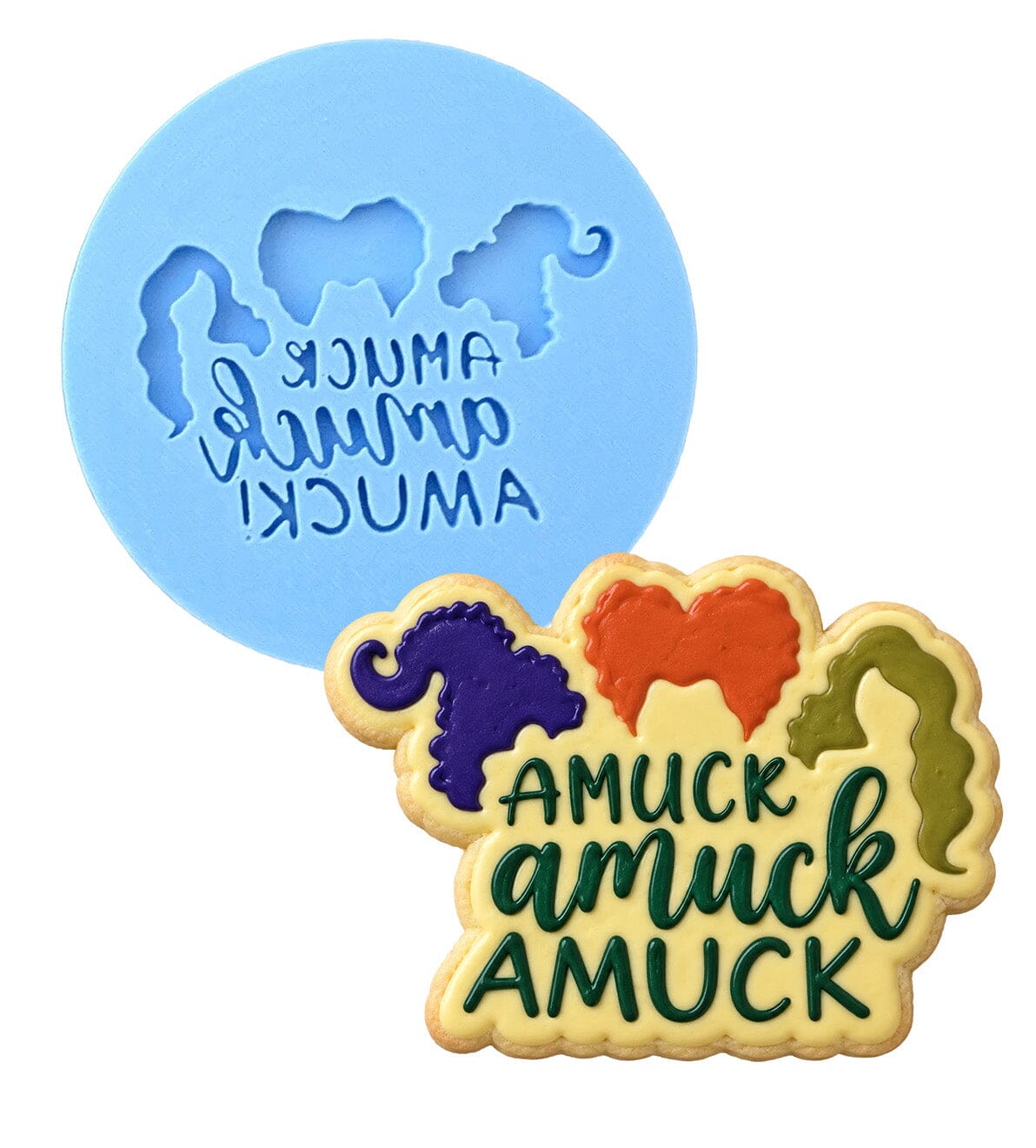 Amuck Amuck Amuck Cookie Cutter | Stamp | Stencil #1 Halloween / Fall Cookie Cutter Lady MINI - 2 Inches (5cm) Debosser ONLY 