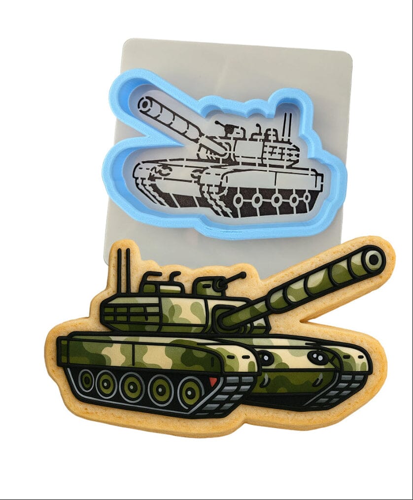 Army Tank Cookie Cutter | Stamp | Stencil - SHARP EDGES - FAST Shipping - Choose Your Own Size! #1 Cookie Cutter Lady LITTLE - 3 Inches (7.62cm) **BUNDLE** Cutter + Stencil 
