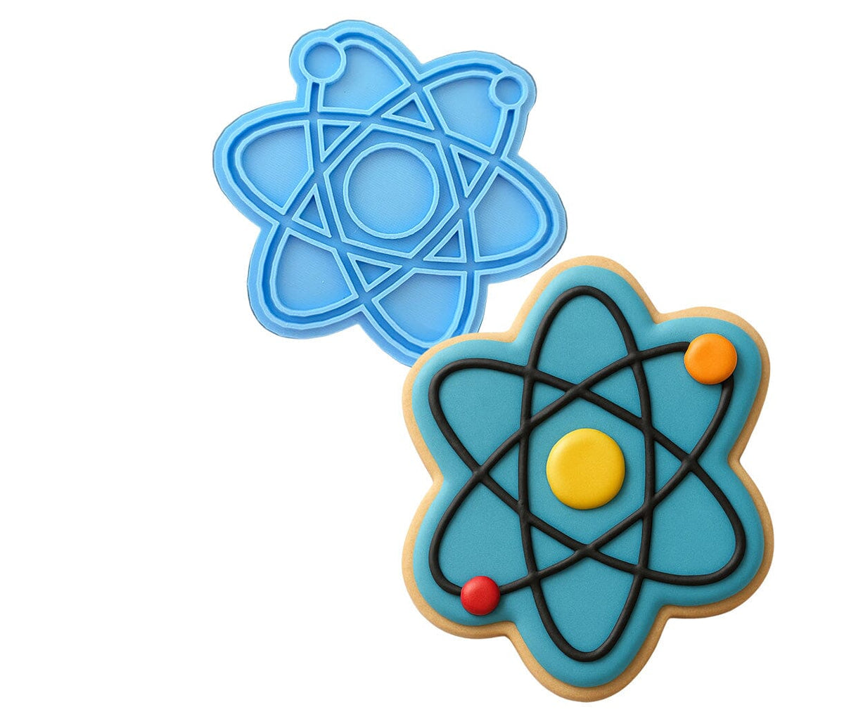 Atom Cookie Cutter Stamp & Outline #1 School / Grad Cookie Cutter Lady MINI - 2 Inches (5cm) Stamp ONLY 