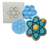 Atom Cookie Cutter Stamp & Outline #1 School / Grad Cookie Cutter Lady MINI - 2 Inches (5cm) **FULL SET BUNDLE** Cutter + Stamp + Stencil + Debosser **BEST DEAL** 