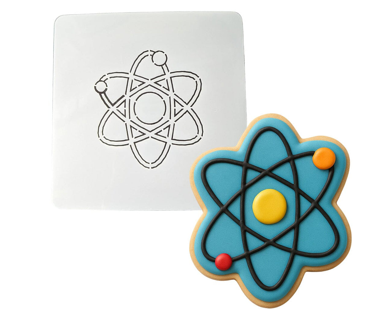 Atom Cookie Cutter Stamp & Outline #1 School / Grad Cookie Cutter Lady MINI - 2 Inches (5cm) Stencil ONLY 