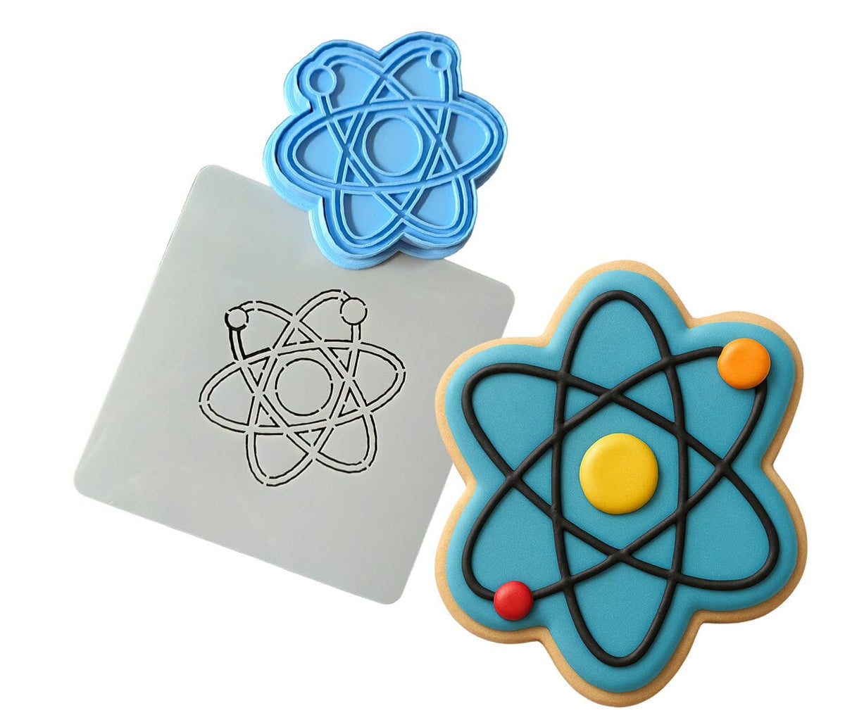 Atom Cookie Cutter Stamp & Outline #1 School / Grad Cookie Cutter Lady 