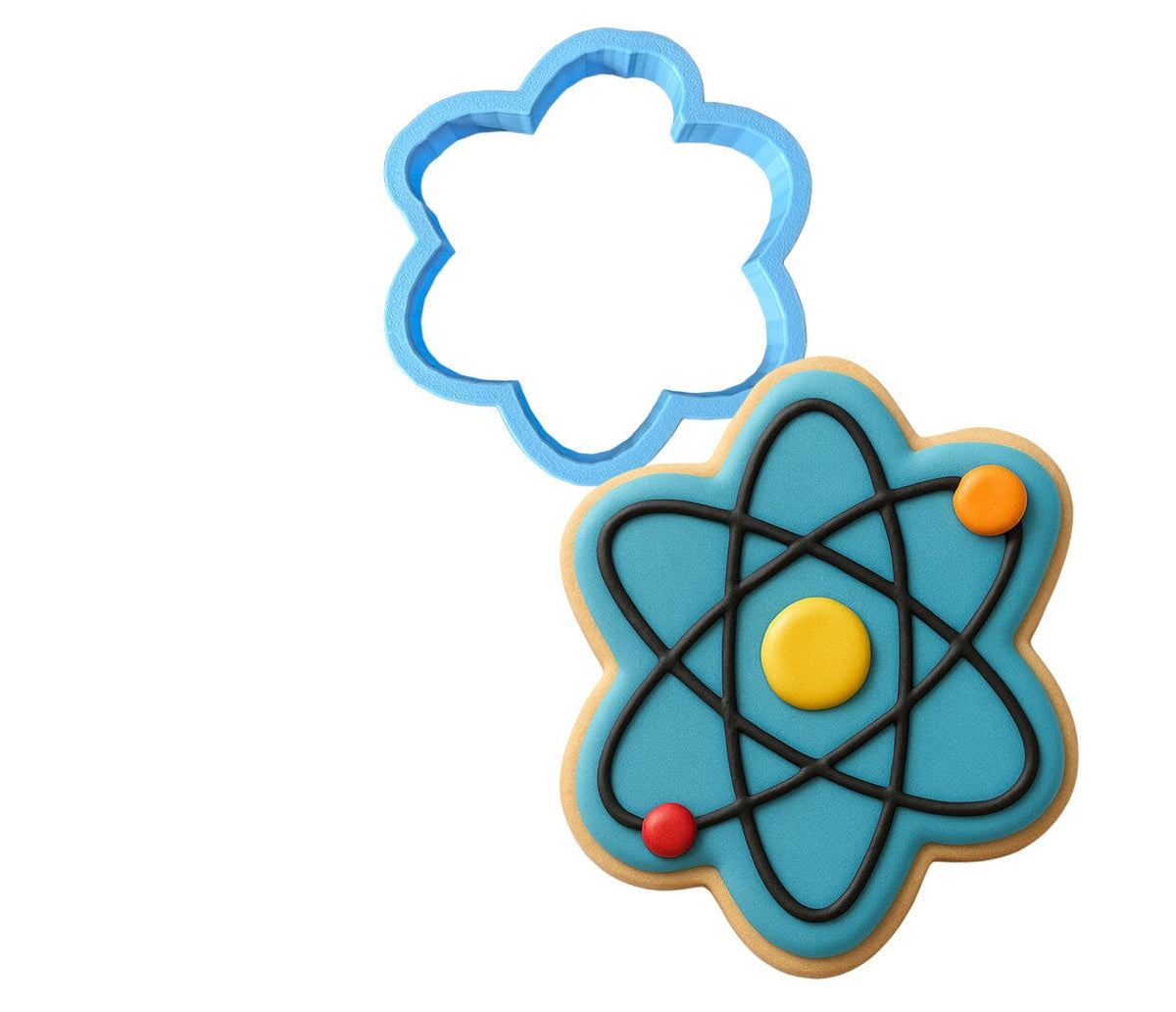 Atom Cookie Cutter Stamp & Outline #1 School / Grad Cookie Cutter Lady MINI - 2 Inches (5cm) Cookie Cutter ONLY (Outline) 