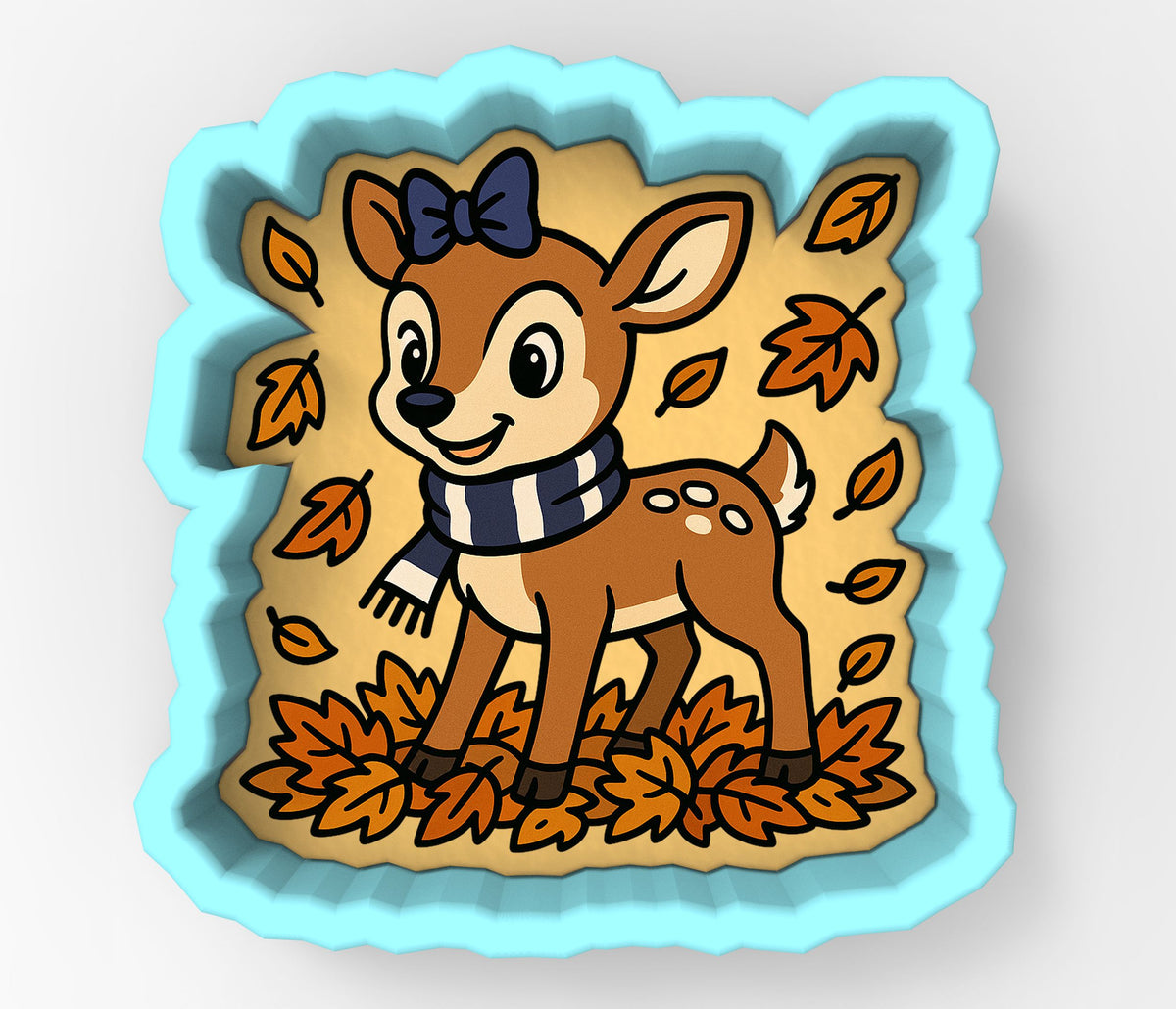Autumn Fawn with Scarf 1 Cookie Cutter | Stamp | Stencil - SHARP EDGES - FAST Shipping - Choose Your Own Size! #1