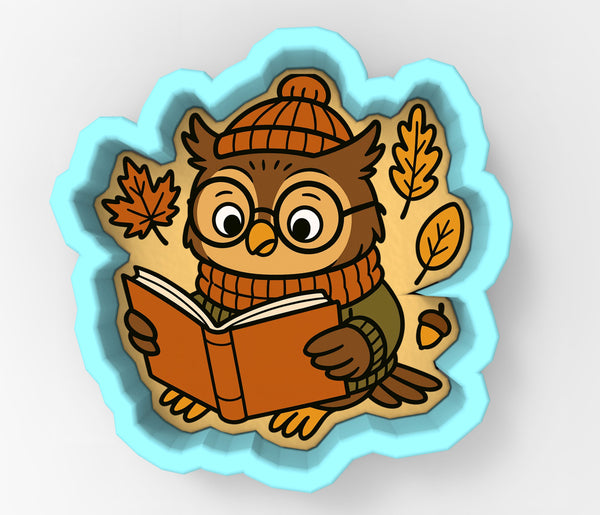 Autumn Owl with Leaves Cookie Cutter | Stamp | Stencil - SHARP EDGES - FAST Shipping - Choose Your Own Size! #1