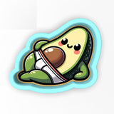 an avocado sticker with a soccer jersey on