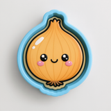 A cartoon onion with a smiling face and large eyes is depicted in the image.