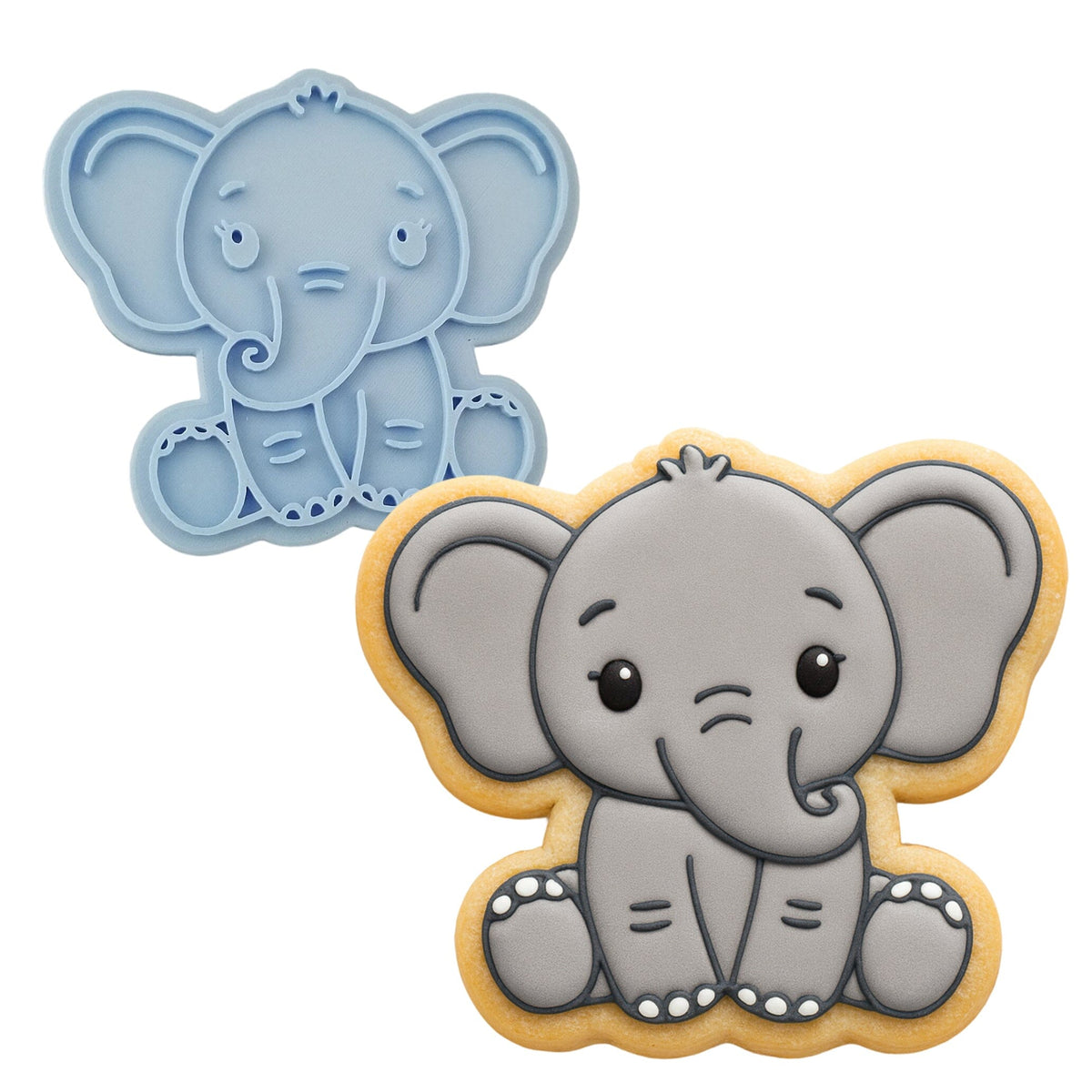Baby Elephant Cookie Cutter | Stamp | Stencil #1 Wedding / Baby / V Day Cookie Cutter Lady MINI - 2 Inches (5cm) Stamp ONLY 