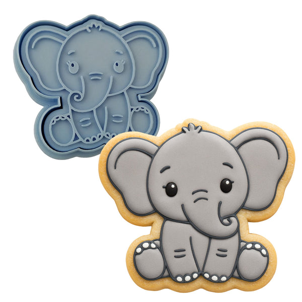 Baby Elephant Cookie Cutter | Stamp | Stencil #1 Wedding / Baby / V Day Cookie Cutter Lady MINI - 2 Inches (5cm) **BUNDLE** Cutter + Stamp 