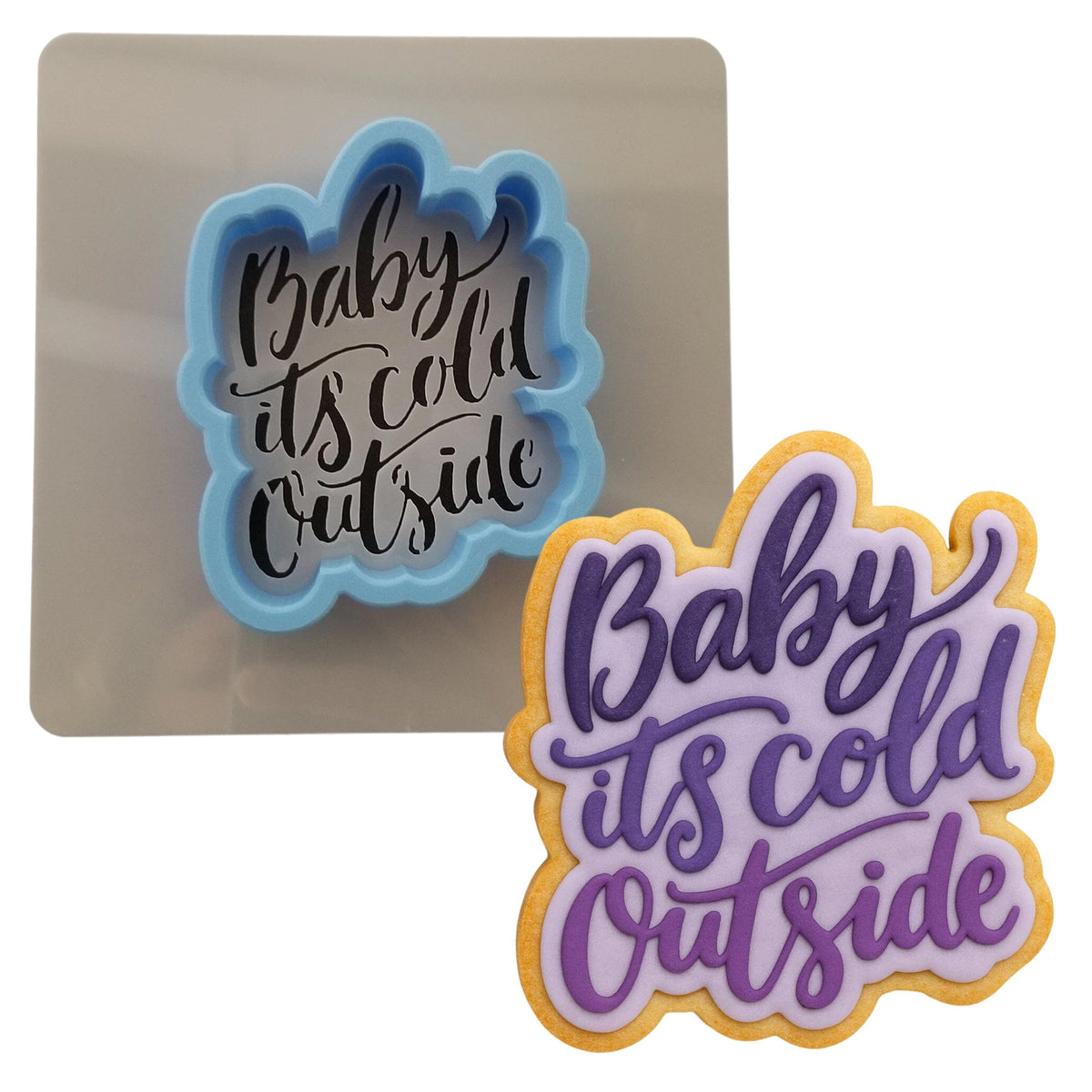 Baby It's Cold Outside Cookie Cutter | Stamp | Stencil #1 Xmas / Winter / NYE Cookie Cutter Lady MINI - 2 Inches (5cm) **BUNDLE** Cutter + Stencil 