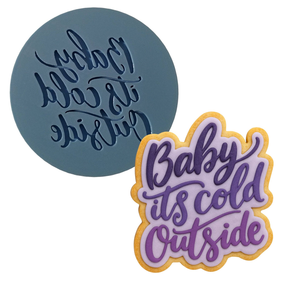 Baby It's Cold Outside Cookie Cutter | Stamp | Stencil #1 Xmas / Winter / NYE Cookie Cutter Lady MINI - 2 Inches (5cm) Debosser ONLY 