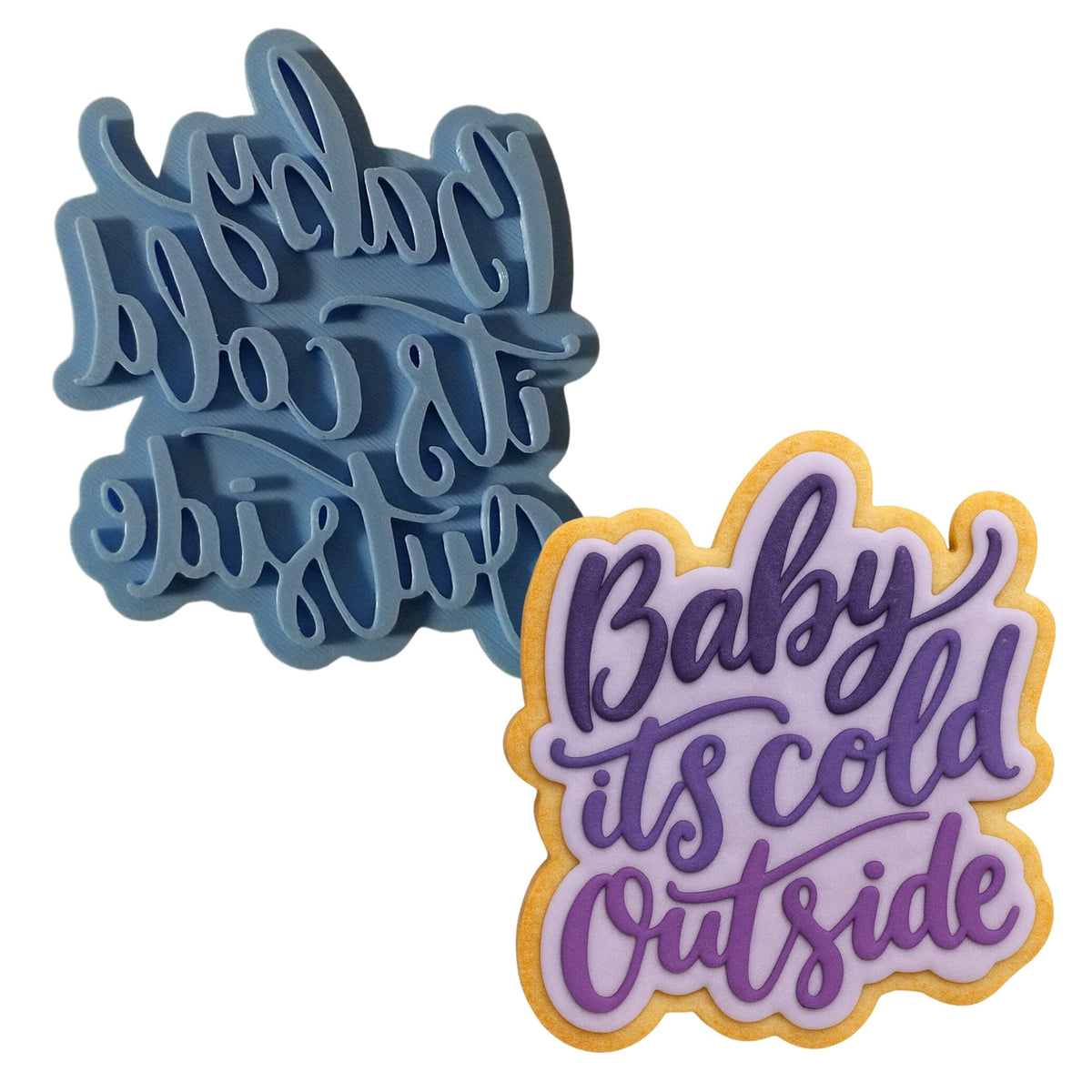 Baby It's Cold Outside Cookie Cutter | Stamp | Stencil #1 Xmas / Winter / NYE Cookie Cutter Lady MINI - 2 Inches (5cm) Stamp ONLY 