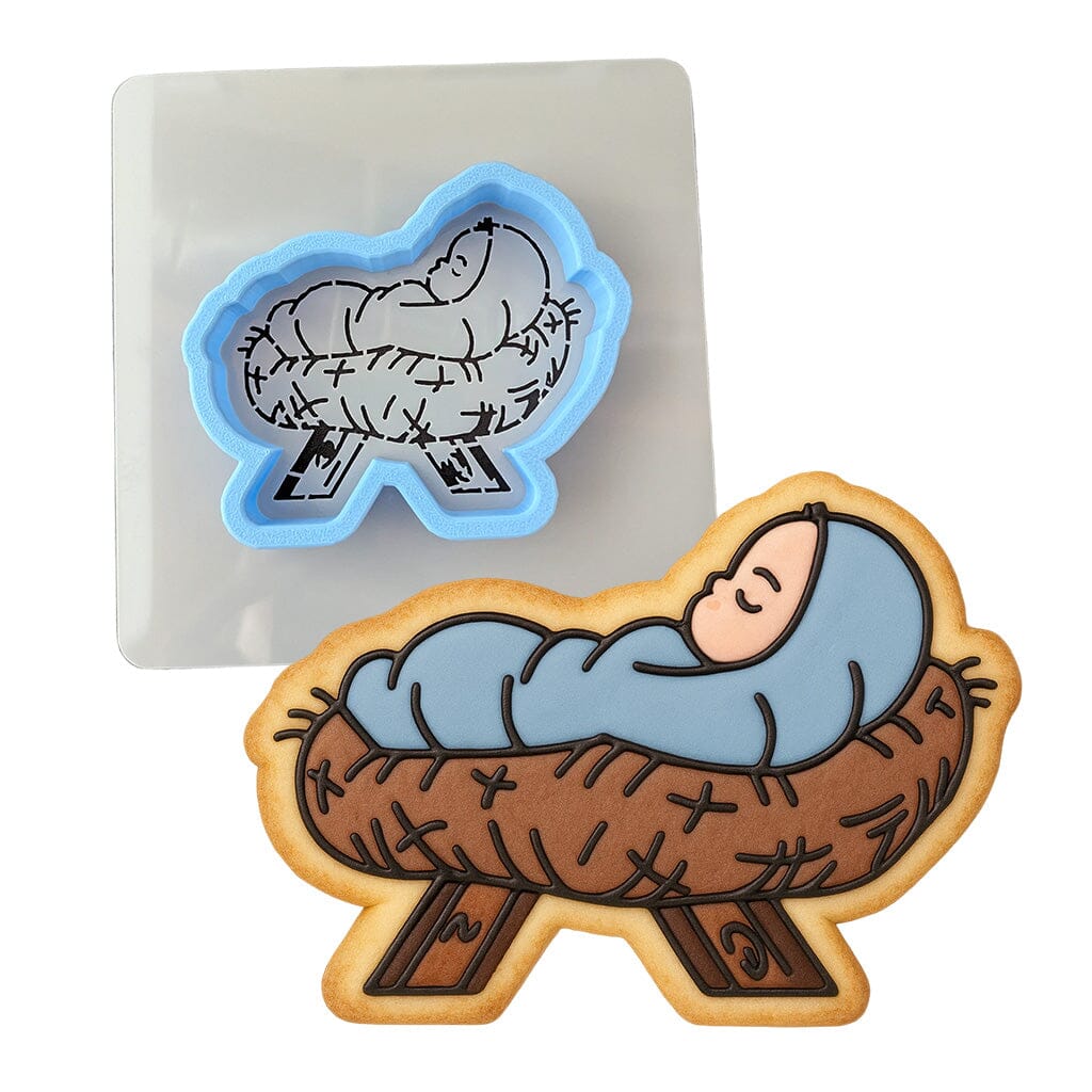 Baby Jesus Cookie Cutter | Stamp | Stencil #1 Xmas / Winter / NYE Cookie Cutter Lady MINI - 2 Inches (5cm) **BUNDLE** Cutter + Stencil 