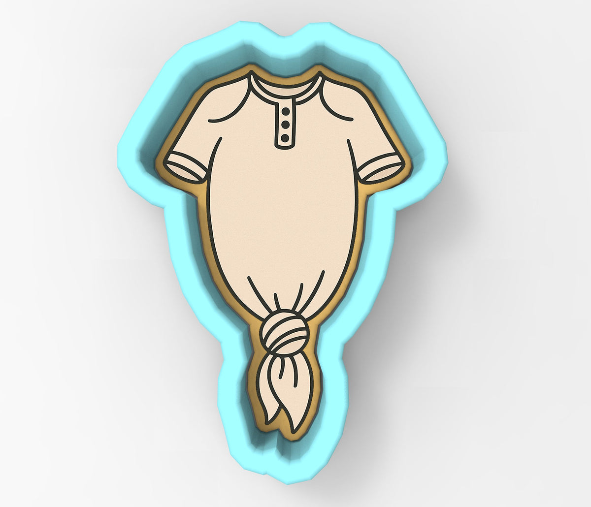 Baby Knotted Jumpsuit Gown Beige Cookie Cutter | Stamp | Stencil - SHARP EDGES - FAST Shipping - Choose Your Own Size! #1