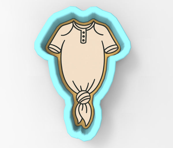 Baby Knotted Jumpsuit Gown Beige Cookie Cutter | Stamp | Stencil - SHARP EDGES - FAST Shipping - Choose Your Own Size! #1