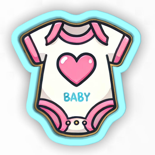 a baby onesuit with a heart on it