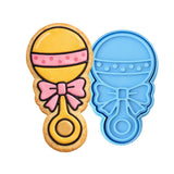 Baby Rattle 2 Cookie Cutter | Stamp | Stencil - SHARP EDGES - FAST Shipping - Choose Your Own Size! #1 Cookie Cutter Lady LITTLE - 3 Inches (7.62cm) **BUNDLE** Cutter + Stamp 