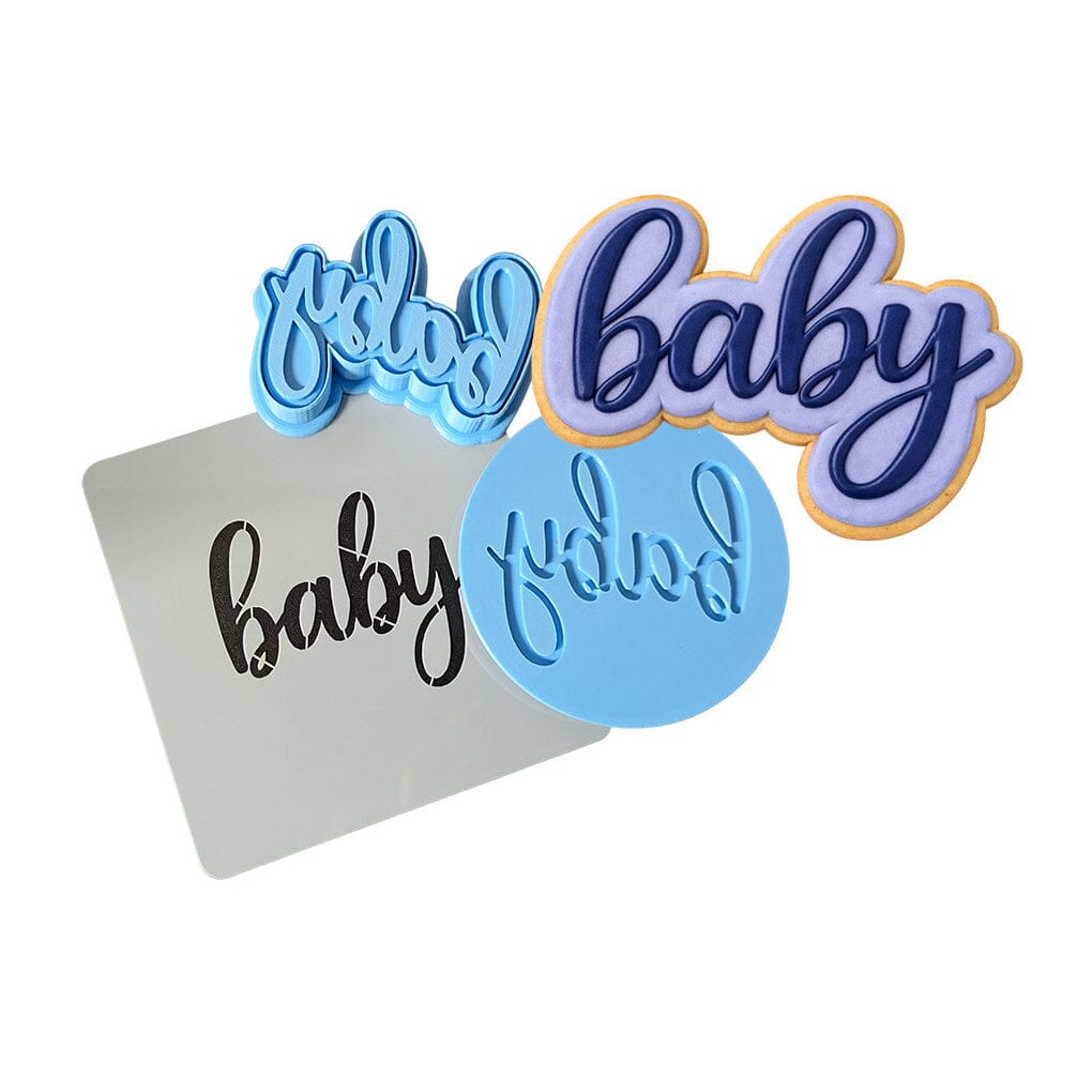Baby Script 2 Cookie Cutter | Stamp | Stencil - SHARP EDGES - FAST Shipping - Choose Your Own Size! #1 Cookie Cutter Lady LITTLE - 3 Inches (7.62cm) **FULL SET BUNDLE** Cutter + Stamp + Stencil + Debosser **BEST DEAL** 