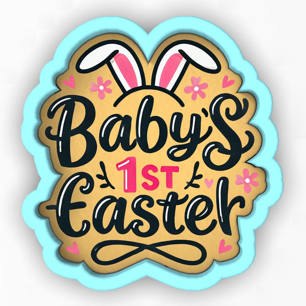 a sticker that says baby's 1st easter