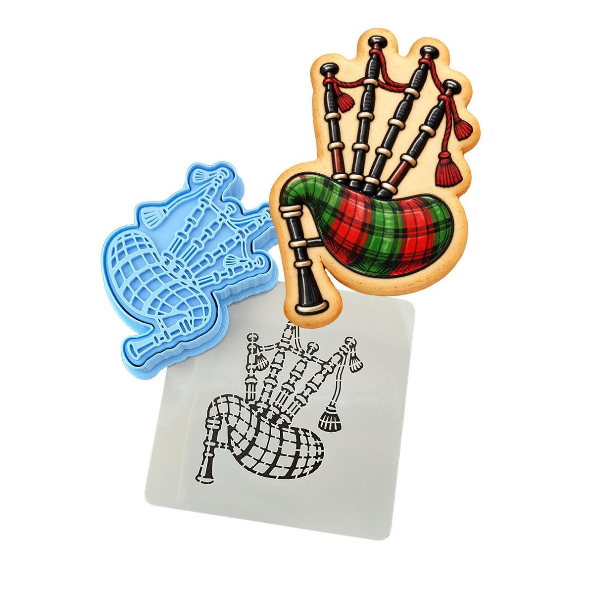 Bagpipes 1 Cookie Cutter | Stamp | Stencil - SHARP EDGES - FAST Shipping - Choose Your Own Size! #1 Cookie Cutter Lady LITTLE - 3 Inches (7.62cm) **BUNDLE** Cutter + Stamp + Stencil 