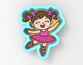 A cartoon image of a young girl wearing a pink tutu and ballet slippers, with a big smile on her face.